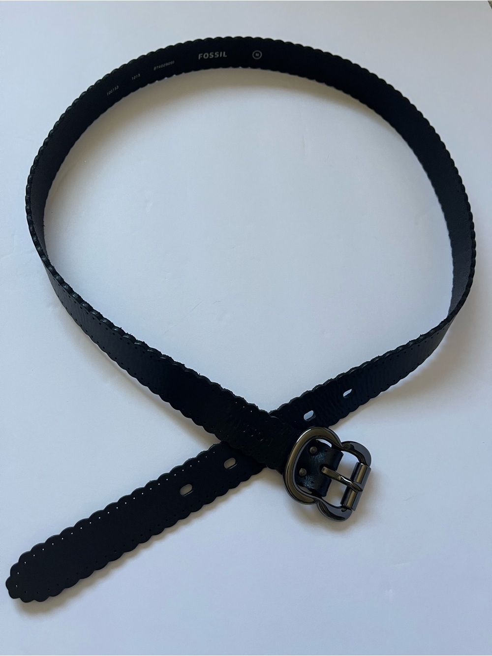 Fossil Black Scalloped Edge Leather Belt Medium Women’s